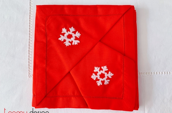 Christmas napkin set - Snowflake embroidery